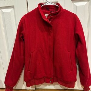 L.L. Bean Red Wool Bomber Jacket